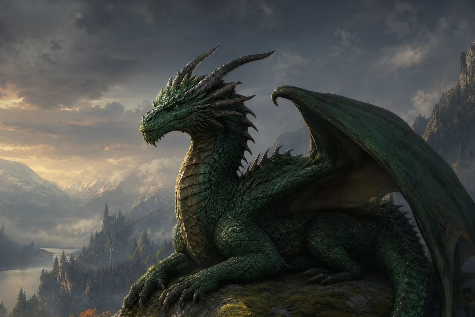 A green dragon, original fan illustration